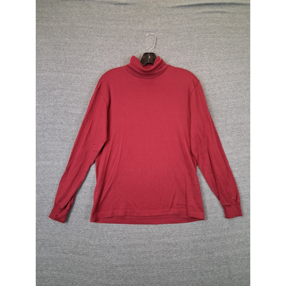 VTG Saks Fifth Avenue Womens Shirt M‎ Red Turtleneck Minimalist Capsule Academia